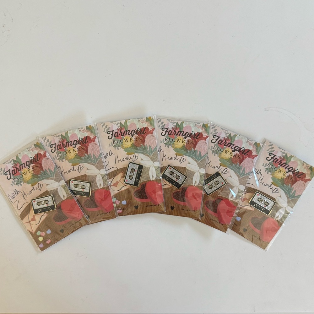 Farm Girl Flowers Vintage Pin Collectable Jewelry - Set of 6